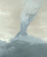 Der Rote Berg während eines Ausbruchs