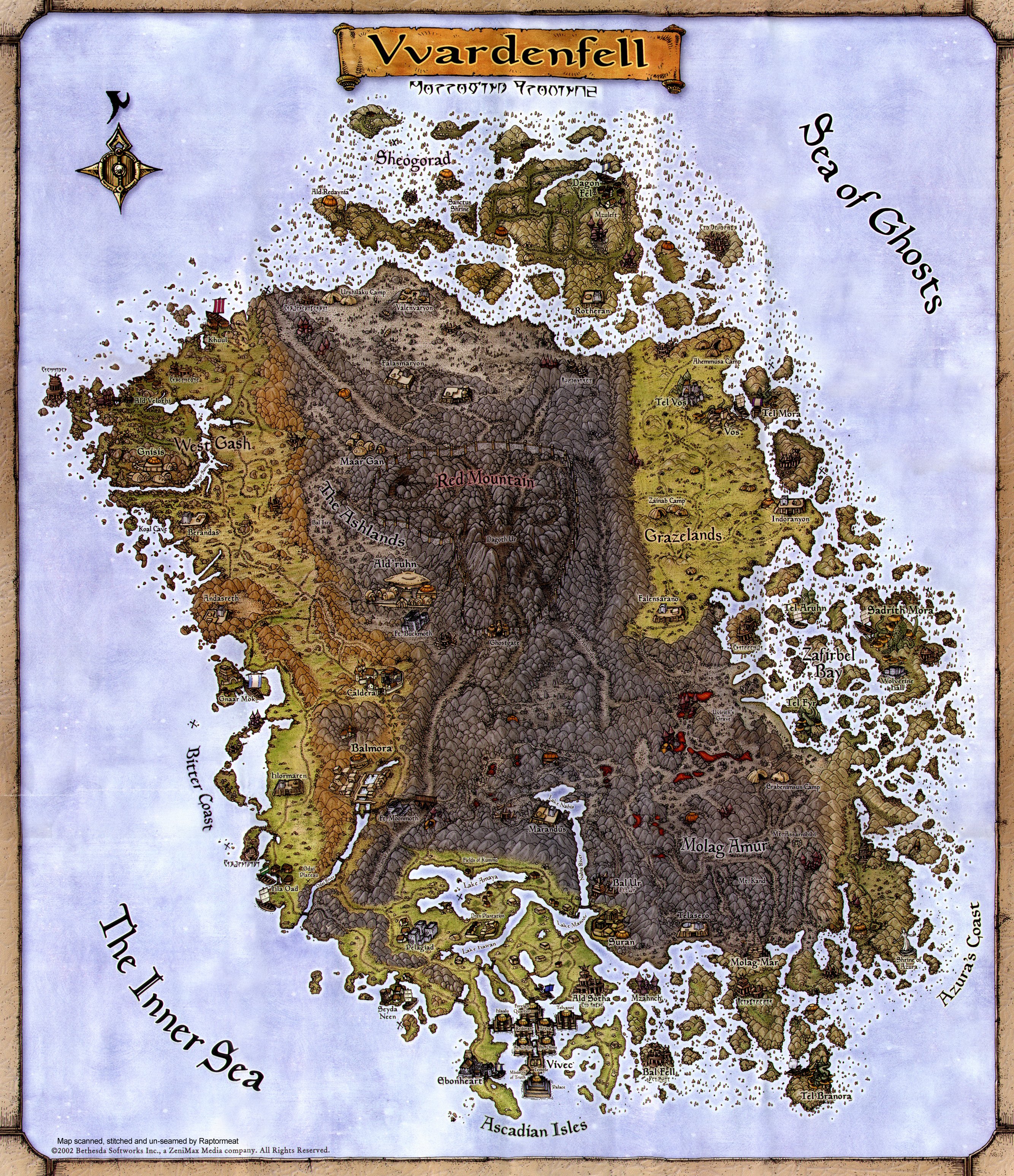 Gezeichnete Karte von Vvardenfell