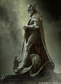 Artwork des Schreins von Talos, der über einen Drachen triumphiert.
