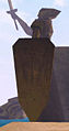 Statue von Frandar Hunding im Hafen von Stros M'Kai